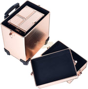 Professional Rolling Makeup Trolley Cosmetic Case | Rose Gold Rolling Makeup Case