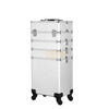 Professional Rolling Makeup Trolley Cosmetic Case - Silver