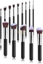 Professional Silver/Black Makeup Brushes Set 14pcs Complete Professional Brush
