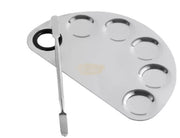 Professional Stainless Steel Cosmetic Half Moon Palette with Spatula Nail Art Tool
