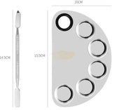 Professional Stainless Steel Cosmetic Half Moon Palette with Spatula Nail Art Tool