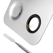 Professional Stainless Steel Cosmetic Palette with Spatula - 3 Wells Nail Art Tool
