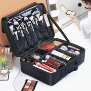 Professional Travel Makeup Bag with Compartments 40*28*12 cm - Black (bag only) Makeup Bag
