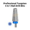 Professional Tungsten 5 in 1 Nail Drill Bits | Blue (Medium) Drill Bit