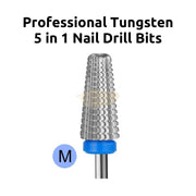 Professional Tungsten 5 in 1 Nail Drill Bits | Green (Coarse) Drill Bit