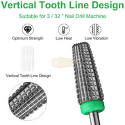 Professional Tungsten 5 in 1 Nail Drill Bits | Green(Coarse) Drill Bit