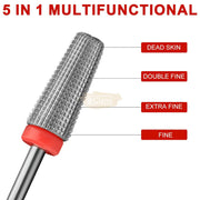 Professional Tungsten 5 in 1 Nail Drill Bits | Red(Fine) Drill Bit