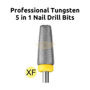 Professional Tungsten 5 in 1 Nail Drill Bits | Red (Fine) Drill Bit
