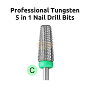 Professional Tungsten 5 in 1 Nail Drill Bits | Yellow (Extra Fine) Drill Bit