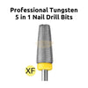 Professional Tungsten 5 in 1 Nail Drill Bits | Yellow (Extra Fine) Drill Bit