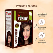 PUSHP 1 Pack Brown Henna Natural Hair Color 10g | Herbal Dye Natural Herbal Hair Color Powder