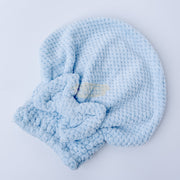 Quick & Absorbent Hair Drying Towel Cap with Bowknot Baby Blue Shower Cap