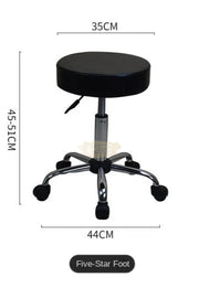 Round Adjustable Swivel Stool with padded cushion on wheels | Black Stool