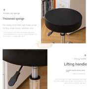 Round Adjustable Swivel Stool with padded cushion on wheels | Black Stool
