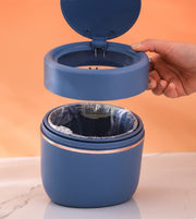 Round Slanted Table Top Mini Trash Bin with Push Button Lid - Aqua