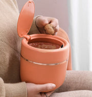 Round Slanted Table Top Mini Trash Bin with Push Button Lid - Aqua