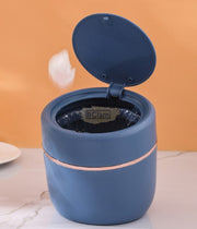 Round Slanted Table Top Mini Trash Bin with Push Button Lid - Aqua