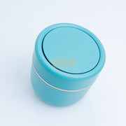 Round Slanted Table Top Mini Trash Bin with Push Button Lid - Aqua