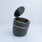 Round Slanted Table Top Mini Trash Bin with Push Button Lid - Black