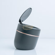 Round Slanted Table Top Mini Trash Bin with Push Button Lid - Black