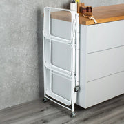 Foldable 3-Tier Metal Storage Organizer Rolling Cart | White