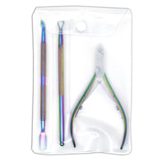Rainbow Manicure Essential Set 3 pieces (Stainless Steel Cuticle Nipper & 2 in 1 Pushers)