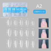 Full Cover Soft Gel Tips Clear | Mixed Style |  Size S Blue Box | 150 Tips