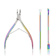 Rainbow Manicure Essential Set 3 pieces (Stainless Steel Cuticle Nipper & 2 in 1 Pushers)