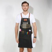 Salon/Barber Denim Apron with brown straps
