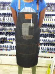Salon/Barber Denim Apron with brown straps
