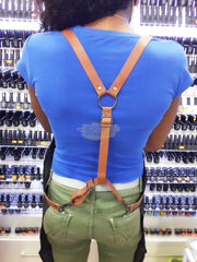 Salon/Barber Denim Apron with brown straps