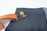 Salon/Barber Denim Apron with brown straps M-155