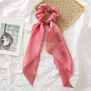 Satin Elastic Long Tail Scrunchie Design 7 10 Rose Beauty Accessories