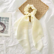 Satin Elastic Long Tail Scrunchie Design 7 4 Cream Beauty Accessories