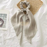 Satin Elastic Long Tail Scrunchie Design 7 8 Gray Beauty Accessories