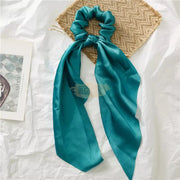 Satin Elastic Long Tail Scrunchie Design 7 7 Green Beauty Accessories