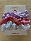 Sequin Silk Hair Scrunchies | Tri-Color | 3 pieces | Purple Pink Dusty Blue Hair Accessories