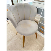 Shell Velvet Chair with Gold Trim & Pillow | Grey Chair