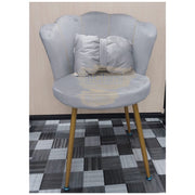 Shell Velvet Chair with Gold Trim & Pillow | Grey Chair