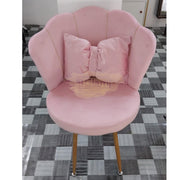 Shell Velvet Chair with Gold Trim & Pillow | Pink Chair