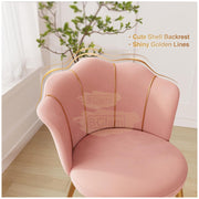 Shell Velvet Chair with Gold Trim & Pillow | Pink Chair