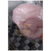 Shell Velvet Chair with Gold Trim & Pillow | Pink Chair