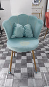 Shell Velvet Chair with Gold Trim & Pillow | Seafoam Green Chair