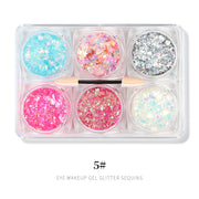 Shiny Glitter Powder Gel Sequins Set w applicator - Available in 12 styles 5 Nail Glitter