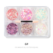 Shiny Glitter Powder Gel Sequins Set w applicator - Available in 12 styles 6 Nail Glitter
