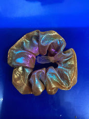 Shiny Multi-Colored Hair Scrunchies (1 piece) Orange Scrunchies