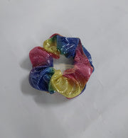 Shiny Multi-Colored Hair Scrunchies (1 piece) Rainbow Scrunchies