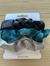 Silk Hair Scrunchies | Tri-Color | 3 pieces | Black Navy Pearl Grey Hair Accessories