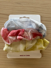 Silk Hair Scrunchies | Tri-Color | 3 pieces | Blue Pink Yellow Hair Accessories