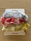 Silk Hair Scrunchies | Tri-Color | 3 pieces | Blue Pink Yellow Hair Accessories